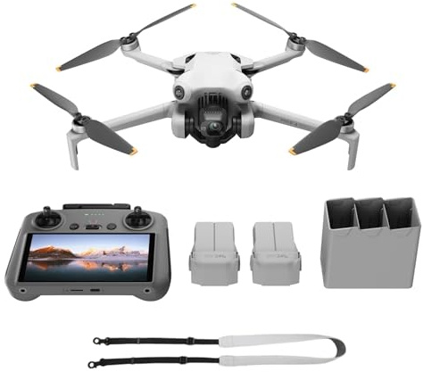 DJI Mini 4 Pro Fly More Combo with DJI RC 2 (screen remote controller), Folding Mini-Drone with 4K HDR Video Camera for Adults, Under 0.549 lbs/249 g, 34-Min Flight Time, 2 Extra Batteries
