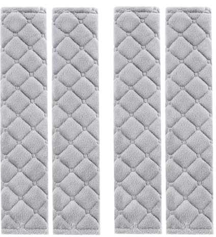 RVYEIOP 4 pièces Protection Ceinture de sécurité, Souples Protege Ceinture Voiture, en Velours (Gris, 27 cm).