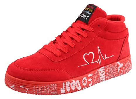 VBEDKDEB Sneakers herr sportskor löparskor kanvas skor, ventilerande utomhusskor, låg ovansida fritidsskor, traditionella skor män, röd, 39 EU
