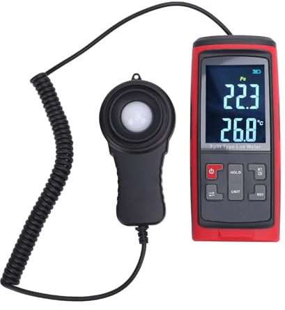 FTVOGUE Medidor de Iluminancia Digital Detector de Brillo de Luz de Alta Precisión con Sensor Giratorio de 270 ° Rango 0-200000Lx para la Escuela de Oficina en Casa