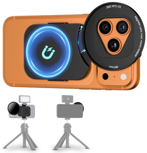 67mm Telefonfilteradapter für iPhone 17 16 15 14 Pro Max Plus Air, Doppelseitiger Magnetischer Telefonobjektiv-Filterring mit 1/4-20 & Blitzschuh (ohne Filter)