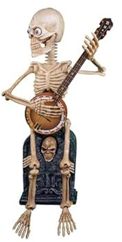LP Divertissements Squelette Assis avec Banjo motorisé sonore et Lumineux 90cm