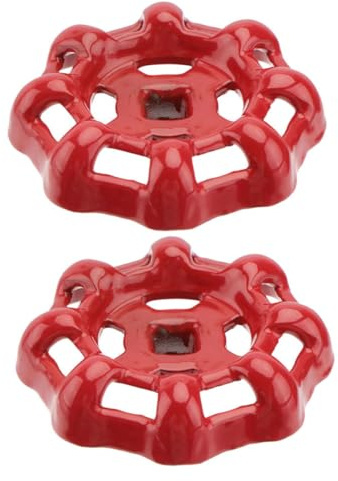 Zerodeko Absperrventil Handrad 7x7mm 2 Stück Gusseisen Kugelhandrad mit Metallgriff Rot für Wasserabsperrung und Heizungsrohre im Haushalt