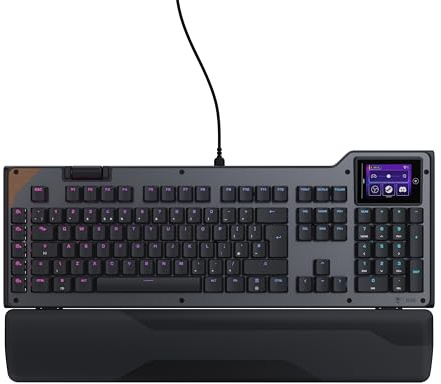 Turtle Beach Command Series KB5 Full-Size Wired Mechanical Gaming Keyboard with 2.4” Touchscreen, Titan Low-Profile Switches, True 8K Polling, RGB Lighting - UK Layout (QWERTY)