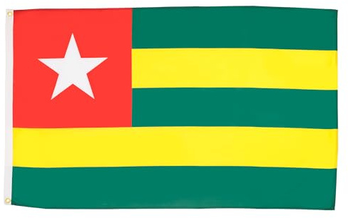 AZ FLAG Bandera Togo 150x90 cm Togolesa Poliéster Ligero 2 Ojales | Uso interior Enseña costuras dobles y bordes reforzados con ojales metálicos