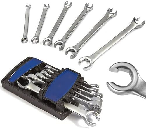 Juego de llaves para tubos de freno I llaves para racores de freno y tubo de frenos de 8-19 mm CON ESTUCHE, 6 piezas