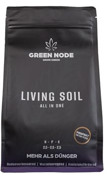 GREEN NODE© Living Soil | Perfekt für eine Pflanze | Komplettversorgung | Mikroorganismen & Pilzsporen | Wurzelanregend | Resistenzfördernd | Bodenverbessernd | NPK Düngemittel | für mind. 20 L Erde