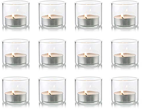 NUPTIO Teelichtgläser Teelichthalter Teelicht Gläser - Set von 12 teelichtglas teelichter Glas teelicht klein windlichter tischdeko Partys Hochzeit Weihnachten 4.6cm Durchmesser