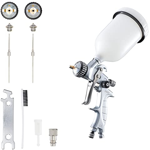 BenBow Lackierpistole Set PK60 HVLP 1,4 mm 1,8 mm Düse + 600 ml Lackbehälter – ideal für Autolackierung Industrielacke Heimwerker – hochwertige Sprühqualität – Druckluft-Spritzpistole
