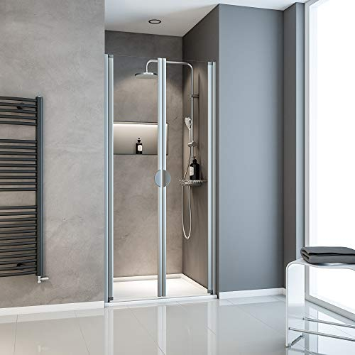 Schulte porte de douche battante en niche 80 x 180 cm, alu-argenté, 2 battants, verre de sécurité transparent 5 mm, plage de réglage 77.5-81.0 cm, largeur d'accès 68 cm
