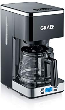 GRAEF. Filterkaffeemaschine FK502 Schwarz 1,25 Liter, 10 Tassen, Warmhaltefunktion, Timer, automatisches Abschalten, Brühkopf zur optimalen Extraktion, Vorbrühen für volles Aroma