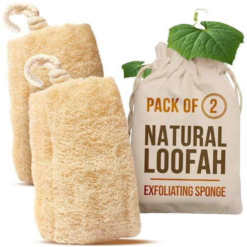 Exfoliating Body Scrubber Loofah Sponge - Natural Egyptian Bath & Shower Scrubbers for Face, Back & Body - Biodegradable Luffa Wash Exfoliator - Eco Friendly, No Toxic Chemicals
