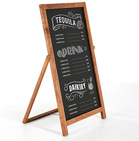 DISPLAY SALES Vintage Holz Kundenstopper Floor Holzaufsteller | Werbeaufsteller mit Kreidetafel | Aufsteller holz mit 44 x 77 cm Schreibfläche | Schiefertafel zum beschriften