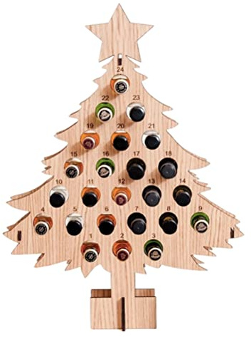 Lavent Kalender, 2021, Weihnachtsbaum, Lavalender, Weihnachtsdekoration, freistehend, aus Holz, 24 Flaschen, Mini-Weinflaschenhalter, Geschenk zu Weihnachten