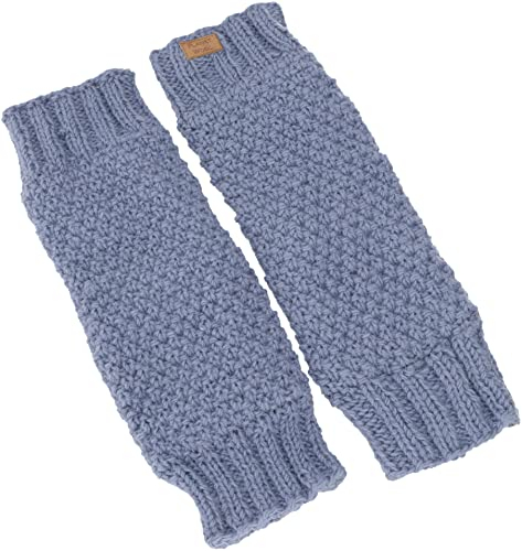 GURU SHOP Wollstulpen mit Perlmuster, Strickstulpen aus Nepal, Beinstulpen - Taubenblau, Herren/Damen, Synthetisch