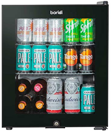 Baridi 50L Tabletop 3-10°C Beer & Drinks Mini Fridge with Light - Black & Glass - DH12A