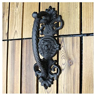 ZONADAH 22 cm Türgriff aus Gusseisen, strapazierfähig, Vintage-Stil mit Löwen-Dekor, Scheunentür, Holztür, Griff, Durchgang, Haus, Flur, Schrank, Gartentor, Schuppen, Schranktür, Haltegriff