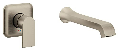 Moen Genta LX Single Handle Wall Mount Tub Filler, Contemporary High Flow Tub Faucet with 10-Inch Spout Reach, Brushed Nickel, WT901BN