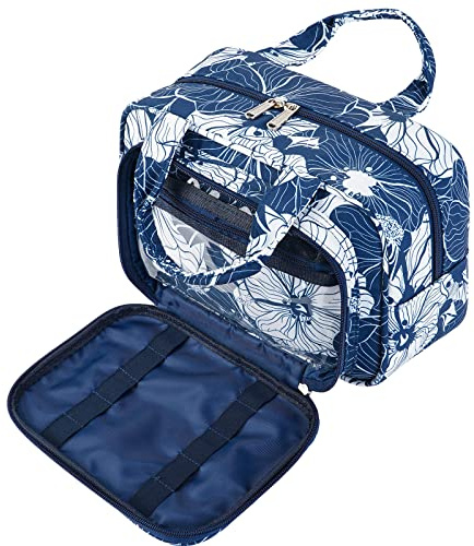 Kulturtasche Damen Gross kulturbeutel Kosmetiktasche Damen Groß Waschtasche Make up Tasche für Herren & Volle Größe（Blauer Lotus）