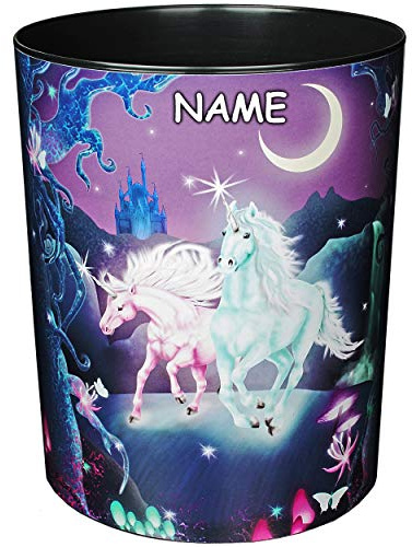 alles-meine.de GmbH Papierkorb/Behälter - Einhorn - Unicorn - inkl. Name - 12,5 Liter - wasserdicht - aus Kunststoff - 30 cm - großer Mülleimer/Eimer - Abfalleimer - Aufbewah..