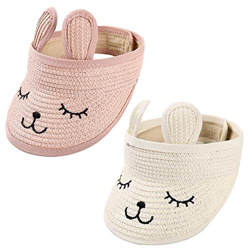 Happy Cherry - Baby Sun Hat Wide Brim Hat Summer Spring Adjustable Foldable Outdoor Beach Sport Cap Courtyard Play UV Protection Cute Cartoon Kids Straw Off - White Sun Hat for 1-7 Years