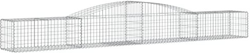 vidaXL 20x Paniers à Gabions Arqués Cages à Gabions Arquées Murs de Gabion Barrières de Jardin Terrasse Extérieur 400x50x40/60 cm Fer Galvanisé