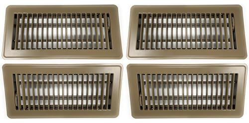 Metal Magery Cubiertas para registro de suelo de 4 x 10 pulgadas, color marrón, 4 x 10 pulgadas, rejillas de ventilación de acero resistente, 4 x 10 pulgadas, paquete de 4