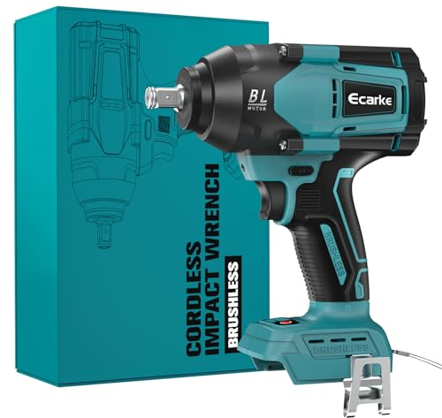 Ecarke 800Nm Akku Schlagschrauber Kompatibel mit Makita 18V Lithium-Akku, 1/2 Zoll Bürstenloser Schlagschrauber mit LED-Licht für Gerüstbau, Autoreifen und Automobilmontage (Ohne Akku und Ladegerät)