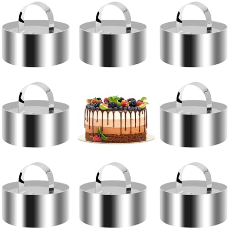 DingGreat Dessertringe, 8 Stück Edelstahl Mousse-Ring-Set, 8cm Durchmesser, Präzise Backen mit verdickten Backenwerkzeugen, Perfekt für Gebäck und Desserts
