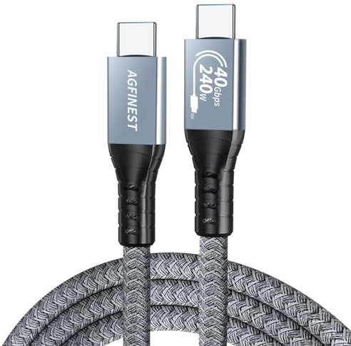 AGFINEST Cavo USB4 240W, Cavo per Thunderbolt 4, Compatibile con Thunderbolt 3/USB4, Cavo USB C 40Gbps, PD 3.1 140W 240W, 8K60Hz HDR Video Transfer per MacBook M1 M2, Mac mini (Dritto, 2M)