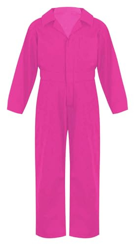 Miaeowve Kinder Arbeitsoverall Jungen Mädchen Langarm Jumpsuit Reverskragen Schutzanzug Ganzkörper Strampler Lang Arbeitshose Latzhose Kesselanzug Handwerk Anzug Hot Pink 170-176