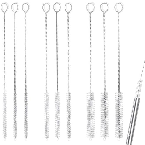 Drinking Straw Cleaner Brush Kit - 3-Size 9-Pack Pipe Cleaners for Reusable Straws, Flexible Nylon Bristles for Thorough Cleaning, Dishwasher Safe