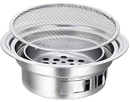 MYVVKIA Parrilla de Barbacoa portátil Redonda de Acero Inoxidable Parrilla de Barbacoa de carbón Coreano Parrillas de Barbacoa antiadherentes Parrilla de carbón portátil para ACA
