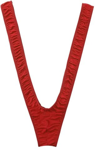 Teckmond Mankini C-string för män stringtrosa mikrounderkläder baddräkt strand simning kostym stretch body overall fest, röd, one size