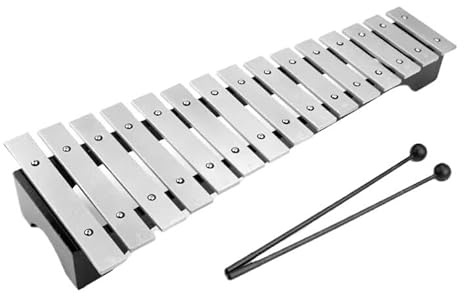 Glockenspiel Xylophon Präzises 15-Ton-Aluminiumplatten-Schlaginstrument Xylophon Silber 15-Ton-Instrumententasche