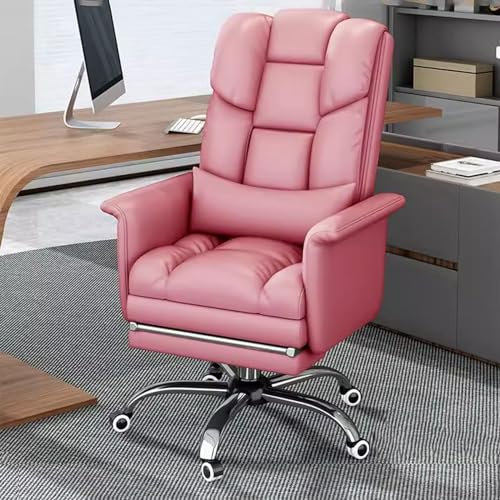 Bürostuhl Chefsessel mit Fußstütze Computerstuhl mit Lordosenstütze, Ledersessel 360° drehbar Latexkissen, Schreibtischstuhl mit hoher Rückenlehne/Schwarz/A/Größe Um nach Glück zu streben (Pin Chaser