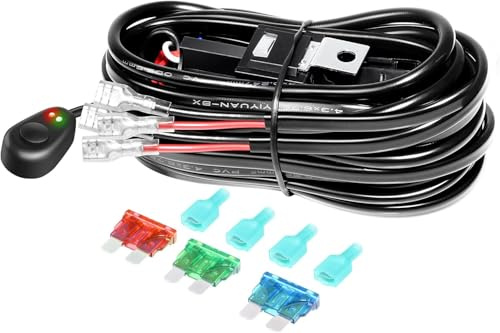 Willpower Stroboscopique Câblage à barres lumineuses LED Faisceau de Fil avec Relais et Interrupteur 12V 40A pour lampe de travail 1 pièce ou lampe de travail 2 pièces
