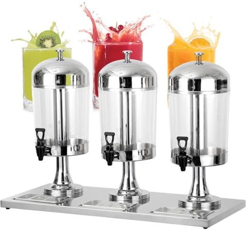 Dispensador De Bebidas De 2/4/6 Galones, Dispensador De Bebidas Transparentes, Cerveza, Agua, Jugo, Bebidas FríAs, MáQuina Dispensadora De Bebidas De Acero Inoxidable,Silver-TripleShape