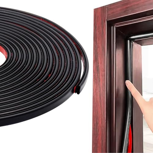 Türdichtung Dichtungsband Selbstklebend, Türdichtungen Gummidichtung Wasserdicht, Haustür Gummidichtung Selbstklebend,WeichTürrahmen Fenster Dichtungsband(8M,Schwarz)