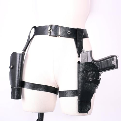 MDFCZXP Mittelalterlicher Retro Western Cowboy Leder Waffenhalter Steampunk Pirat Steinschloss Holster für Cosplay,Schwarz,112cm