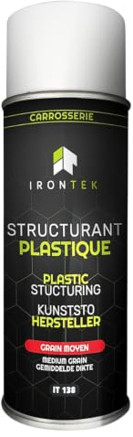Rénovation Pare-Chocs 500ml - IRONTEK | IT138 | Restructurant Plastique Grain Moyen | Forte Adhérence | Haut Pouvoir Couvrant | Formule Professionnelle Carrossier