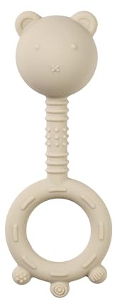 Nattou Silikon-Rassel, Bär, Ca. 16 cm, BPA-frei, Silicone, Tonfarben