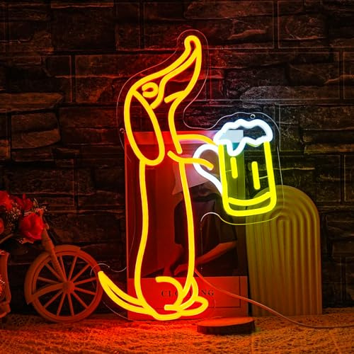 LMSIGNLY Dachshund Neon Schild für Wand Dekor Dackel LED Neon Licht Bar Neon Lichter Bier LED Neon Schilder für Haustier Shop Bar Pub Party Hund Liebhaber Dackel Geschenke Dachshund Christmas Decor