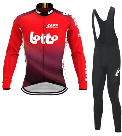 SGCIKER 2025 pro Team LOTTO Langärmeliges Radtrikot Set, Herren Dünner Sonnenschutz Atmungsaktiv Radsport Jacke Kits Fahrradbekleidung (5XL)