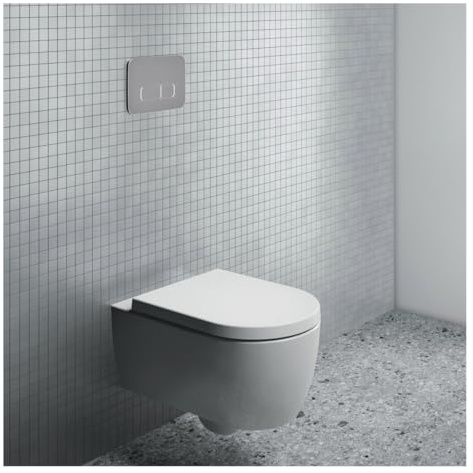 Ideal Standard Blend Curve Wandhängendes WC aus Keramik mit AquaBlade-Technologie, Tiefspül-WC mit Absenkautomatik, hygienisch & leise, 4,5/6 Liter Spülmenge T374901 + T376001