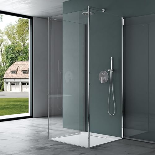 Mai & Mai Duschkabine U-Form Dusche Duschabtrennung 90x90x195cm | 8mm ESG-Sicherheitsglas Klarglas mit inkl. Hebe-und Senkmechanismus Ravenna36UK