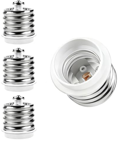 E39 to E26 Adapter, Mogul E39 to Standard E26 Screw Base Light Bulb Socket Reducer Converter, Maximum 200W and 165℃ Heat Resistant, 4 Pack