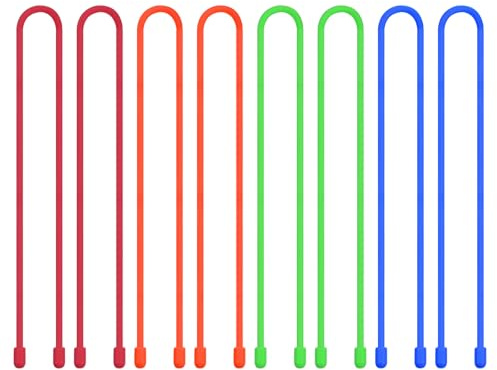 Silicone Twist Ties, 8PCS Reusable Cable Ties for Organizing and Bundling Colorful Bendable Holder Strap for Cable Straps, Bread Tie, Bag Seal Clips, Elastic Straps