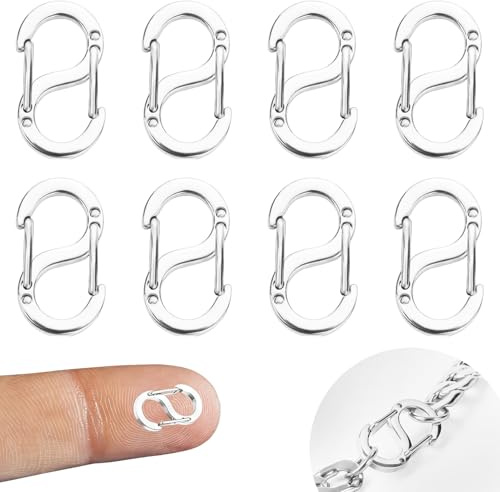 8 Dubbelöppna Förkortningslås, Halsband- och Armbandskopplingar, Smyckeslås för DIY-reparationer (Silver)