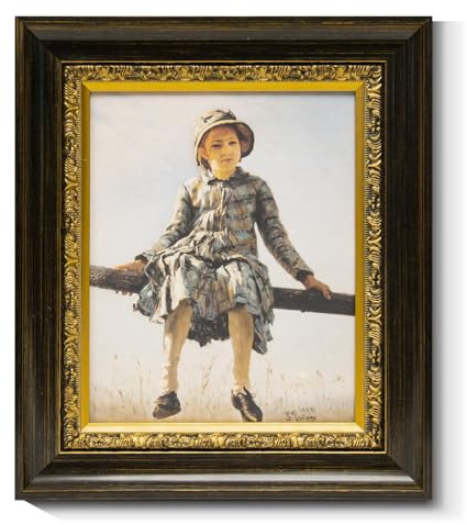 Solid Wood Frame for 8x10 Canvas Paintings, Finished Antique Ornate Black Gold Canvas Frames for Oil Painting Art Prints, for Home Living Room Wall Decor (Empty Frame Only, No Backboard and Glass)